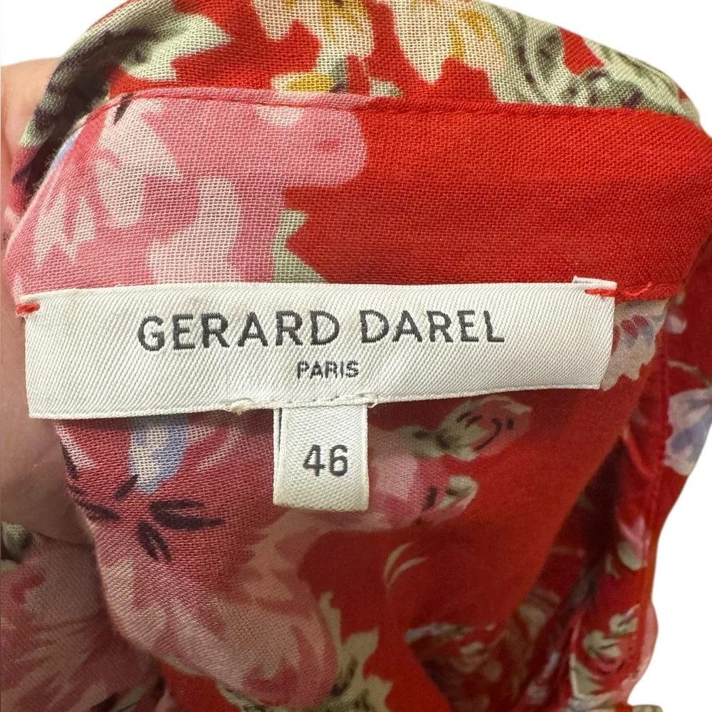 Gerard Darel Paris red cotton floral blouse. Size 46 (XL). Mint condition. - Picture 7 of 9